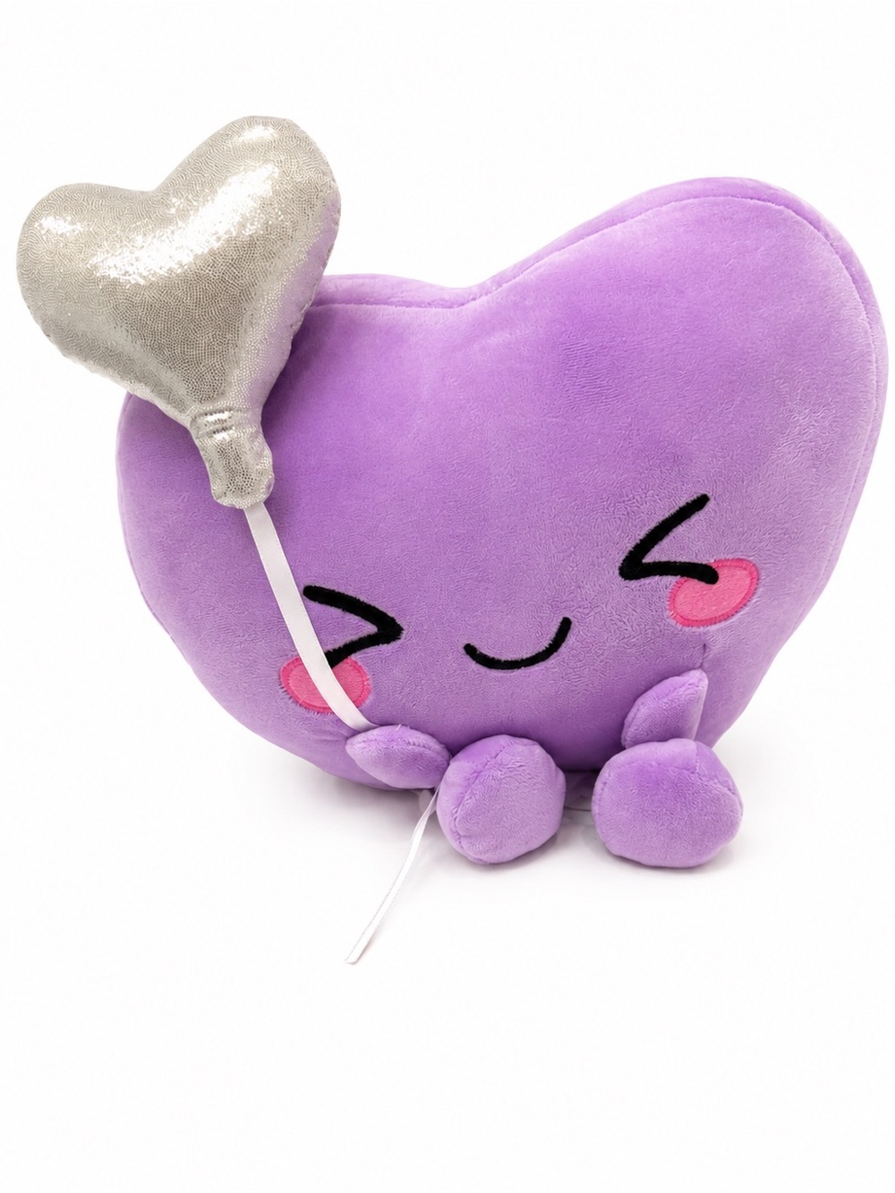 Squishmallows Purple Heart Plush with Silver Balloon